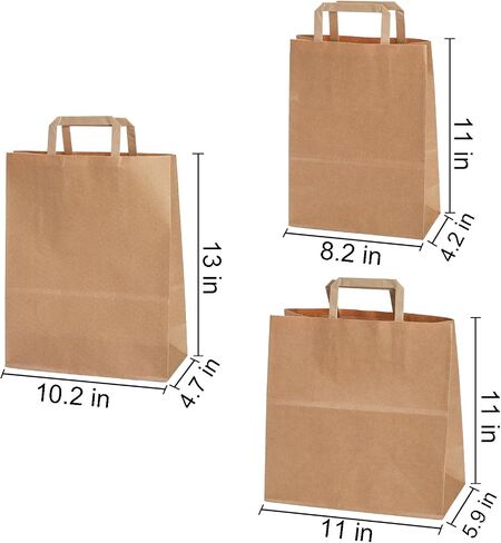 Okllen 60 Pack Brown Kraft Paper Gift Bags Bulk for Party Favor Gift Bags, Wedding, Reception, Birthday, Event, Reunion, 3 Sizes Merchandise Bags Retail Bags with Handle for Customers or Guests, DIY in Saudi Arabia