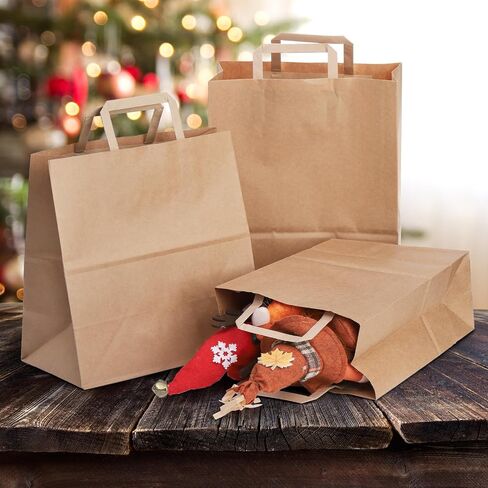Okllen 60 Pack Brown Kraft Paper Gift Bags Bulk for Party Favor Gift Bags, Wedding, Reception, Birthday, Event, Reunion, 3 Sizes Merchandise Bags Retail Bags with Handle for Customers or Guests, DIY in Saudi Arabia