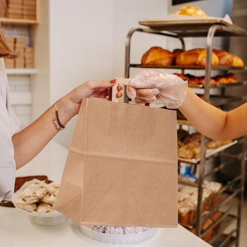 Okllen 60 Pack Brown Kraft Paper Gift Bags Bulk for Party Favor Gift Bags, Wedding, Reception, Birthday, Event, Reunion, 3 Sizes Merchandise Bags Retail Bags with Handle for Customers or Guests, DIY in Saudi Arabia