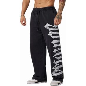 Men's Graphic Baggy Sweatpants Men Gym Pants Stretchy Casual Athletic Joggers with Pockets for Workout Training in Saudi Arabia