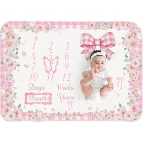 Chumia Baby Baby Monthly Milestone Banket for Bird Girl 59 "x39" Floral Butterfly Photo Proper Age Blanket with 2 Floral Frame (Purple) in Kuwait