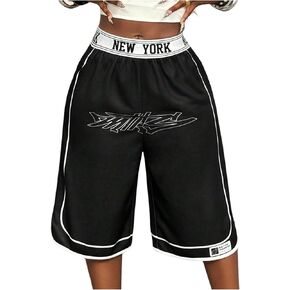 Verdusa Women's Hip Hop Athletic Baggy Shorts Streetwear Wide Leg Bermuda Shorts in Kuwait