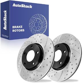 AutoShack Black Hat Drilled and Slotted Brake Rotors Front Brake Rotor Replacement Kit for 2004-2013 Mazda 3 2010-2013 Mazda 3 Sport 2012-2017 Mazda 5 2.3L 2.5L FWD PR41365LR in Saudi Arabia