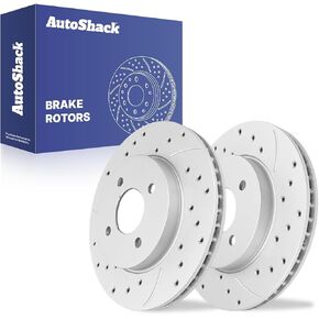 AutoShack Black Hat Drilled and Slotted Brake Rotors Front Brake Rotor Replacement Kit for 2012-2019 Nissan Versa 2014-2019 Versa Note 2015-2019 Micra 1.6L FWD PR1080983LR in Saudi Arabia