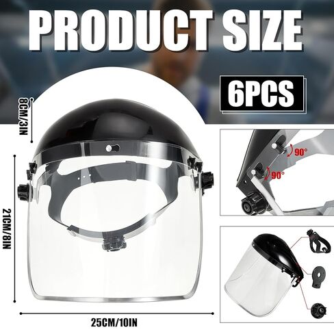 3 Pack Safety Face Mask Shield for Grinding Clear Full Face Impact Resistant Safety PET Full Impact Resistant Mask Shield for Work Construction Cutting(Clear PET,Red,3 Pack) in Kuwait