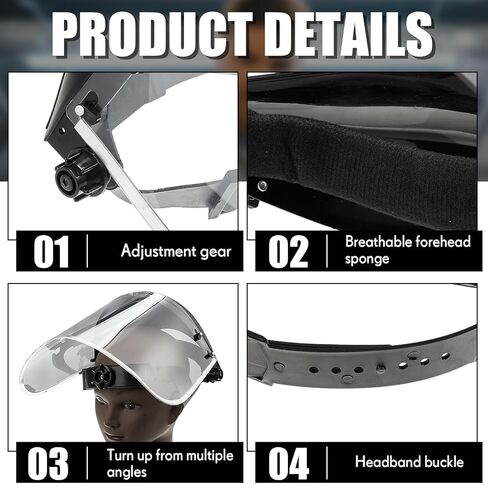 3 Pack Safety Face Mask Shield for Grinding Clear Full Face Impact Resistant Safety PET Full Impact Resistant Mask Shield for Work Construction Cutting(Clear PET,Red,3 Pack) in Kuwait