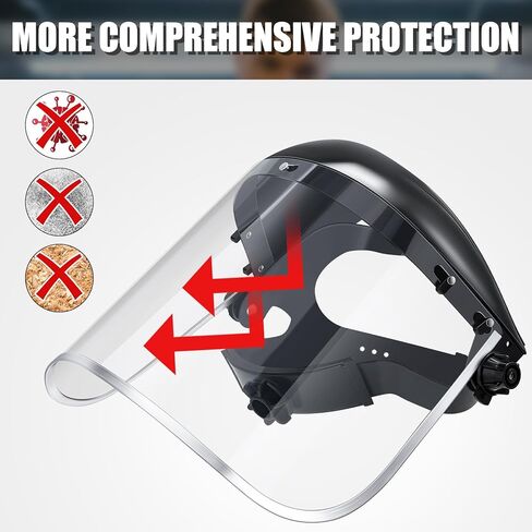 3 Pack Safety Face Mask Shield for Grinding Clear Full Face Impact Resistant Safety PET Full Impact Resistant Mask Shield for Work Construction Cutting(Clear PET,Red,3 Pack) in Kuwait