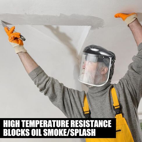 3 Pack Safety Face Mask Shield for Grinding Clear Full Face Impact Resistant Safety PET Full Impact Resistant Mask Shield for Work Construction Cutting(Clear PET,Red,3 Pack) in Kuwait