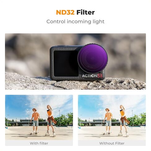 K&F Concept Push In Fit Variable ND2-32 Filter Compatible with DJI Osmo Action 5 Pro, Neutral Density Light Reduction Filter for Osmo Action 4/3, Multicoated HD Optical Glass Action Camera Accessories in Kuwait