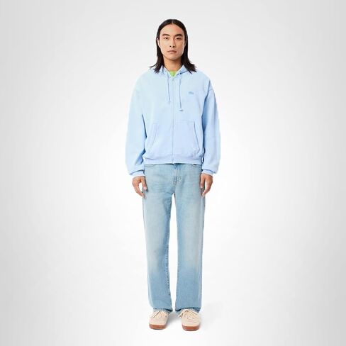 Lacoste Men's 5 Pocket Straight Cut Indigo Jeans, Washed Bleach, 34/34 in Saudi Arabia