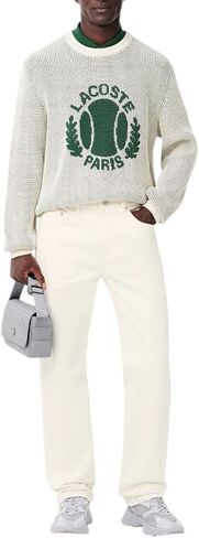 Lacoste Men's 5 Pocket Cut Straight Cut Indigo ، Bleach المغسول ، 34/34 in Kuwait