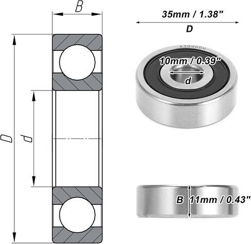 ACROPIX 6308DDU Deep Groove Ball Bearings P6 40x90x23mm Lubricated Bearings Double Rubber Seal Black Silver Tone Scooter Skateboard Wheel in Kuwait