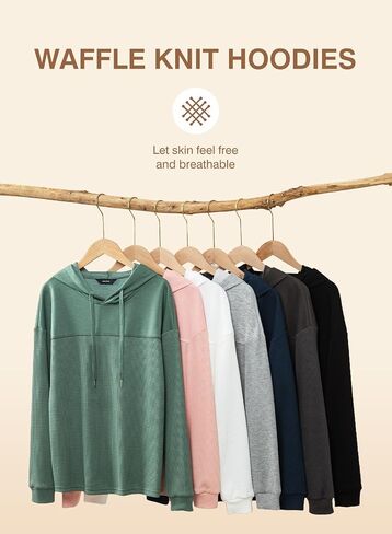 Dokotoo Womens Hoodies Casual Waffle Knit Long Sleeve Drawstring Pullover Sweatshirts Lightweight Hooded Tops in Saudi Arabia