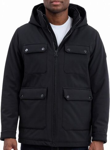 Michael Kors mens Four Pocket Softshell Field Jacket With Faux Sherpa Lining, Wind and Water Resistant in Saudi Arabia