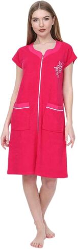 La Serren Womens Terry Cotton Zipper Front Two Pockets Robe Sleepwear Beach Dress in Saudi Arabia