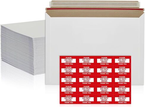 100 حزمة 9x12 بوصة من المراسلات الصلبة - رسائل بريد إلكتروني من الورق المقوى الأبيض اللاصقة مع 200 شريط - الإمدادات البريدية للوثائق والصور والأقراص المدمجة والمجلات والأدب in Kuwait