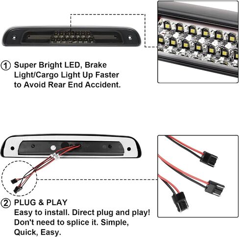 3rd Third Brake Lights LED for F150 2015-2024,for Superduty F250/F350/F450/F550 2017-2024,for Ranger 2019-2024, Cargo Light High Mount Stop Lamp (Clear Lens) Fits Brake Light w/Camera Version in Saudi Arabia