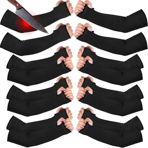 JaGely 6 Pairs Level 5 Cut Resistant Sleeves with Thumb Hole 18 Inches Arm Protection Sleeve Farmer Gardening (Black, Gray) in Saudi Arabia