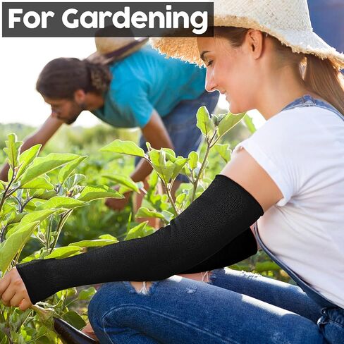 JaGely 6 Pairs Level 5 Cut Resistant Sleeves with Thumb Hole 18 Inches Arm Protection Sleeve Farmer Gardening (Black, Gray) in Saudi Arabia