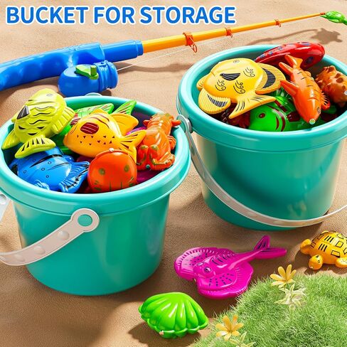 JUKUDAHU Magnet Fishing Game for Kids 3 4 5 6 7 8 Years Old | Pool Bath Toys for Toddlers, Pole Rod Net, Floating Fish Toys, Outdoor Party Toys for Boys Girls Kids Age 3-8 8-12 Year Old in Saudi Arabia
