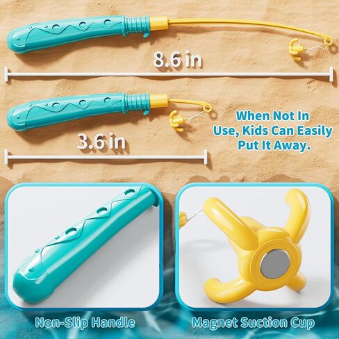 JUKUDAHU Magnet Fishing Game for Kids 3 4 5 6 7 8 Years Old | Pool Bath Toys for Toddlers, Pole Rod Net, Floating Fish Toys, Outdoor Party Toys for Boys Girls Kids Age 3-8 8-12 Year Old in Saudi Arabia
