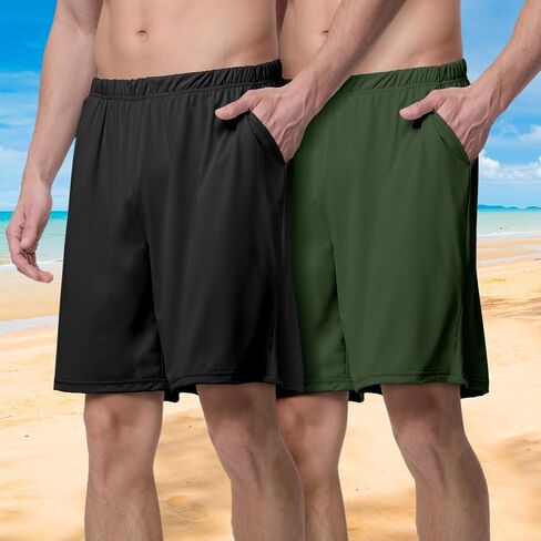 Mens Shorts Athletic Quick Dry Running Workout Gym Shorts 2 Pack for Men Mesh Swim Trunks Pajama Board in Saudi Arabia