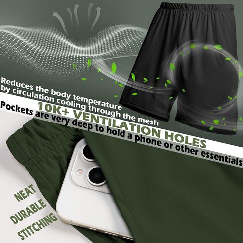 Mens Shorts Athletic Quick Dry Running Workout Gym Shorts 2 Pack for Men Mesh Swim Trunks Pajama Board in Saudi Arabia
