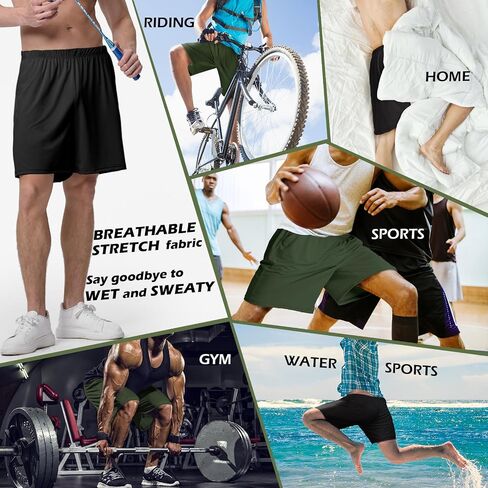 Mens Shorts Athletic Quick Dry Running Workout Gym Shorts 2 Pack for Men Mesh Swim Trunks Pajama Board in Saudi Arabia
