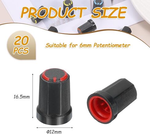 Meccanixity 20pcs 6mm / 0.24 "فتحة Guitar Hoob amplifier amplifier على المقابض الملائمة ، والتحكم في الجهد البرتقالي للتحكم في نغمة الصوت ، وأجزاء باس الجيتار ، والكروم in Kuwait