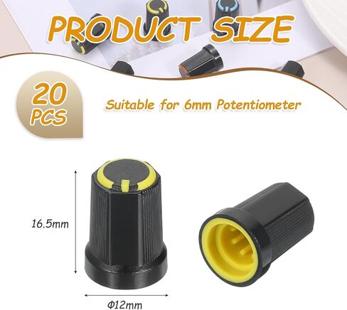 Meccanixity 20pcs 6mm / 0.24 "فتحة Guitar Hoob amplifier amplifier على المقابض الملائمة ، والتحكم في الجهد البرتقالي للتحكم في نغمة الصوت ، وأجزاء باس الجيتار ، والكروم in Kuwait