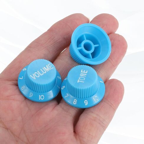 MECCANIXITY 3pcs Metric Top Hat Bell Knobs, 1 Volume 2 Tone Control Guitar Knobs Set for Electric Guitar Bass Split Shaft Pots, Bright Silver in Saudi Arabia