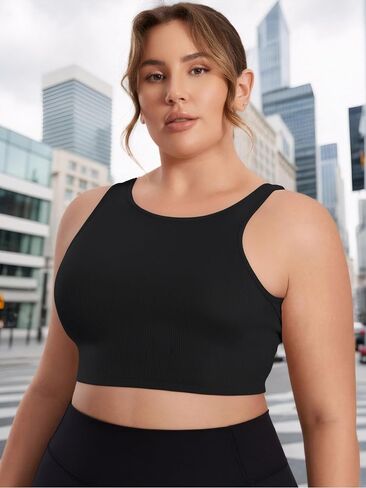Women's Plus Size Seamless High Stretch Yoga Tank Top Racerback Sports Bra Activewear in Saudi Arabia