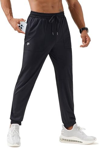 Mens Joggers with Zipper Pockets Lightweight Athletic Workout Sweatpants Quick Dry Tapered Track Pants for Running in Kuwait