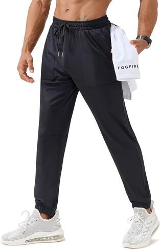 Mens Joggers with Zipper Pockets Lightweight Athletic Workout Sweatpants Quick Dry Tapered Track Pants for Running in Kuwait