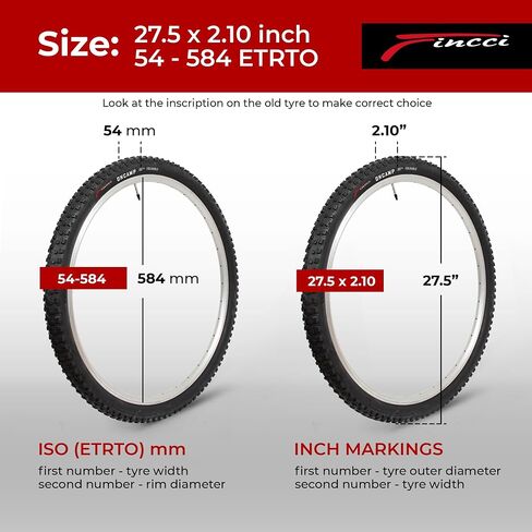 FINCCI 27.5 × 2.10 إطارات للدراجات الجبلية القابلة للطي مع جدار جانبي عاكس-54-584-حزمة 2-للطريق ، MTB ، الطين ، الدراجات الأوساخ والطرق الوعرة على الطرق الوعرة in Saudi Arabia
