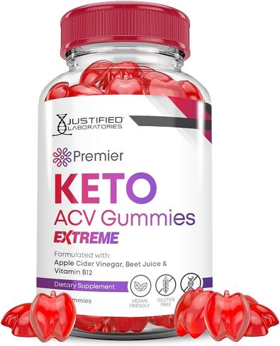 Justified Laboratories Premier Keto ACV Gummies Extreme 2000MG Premier Keto Gummies Apple Cider Vinegar Formulated with Pomegranate Beet Juice Powder B12 Vegan Non GMO 60 Gummys in Kuwait