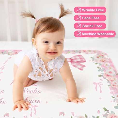 Chumia Baby Baby Monthly Milestone Banket for Bird Girl 59 "x39" Floral Butterfly Photo Proper Age Blanket with 2 Floral Frame (Purple) in Kuwait