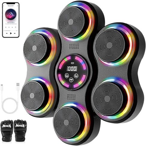 2025 New Music Boxing Machine - Upgraded 2.0 Smart Bluetooth Wall-Mounted Punching Trainer 9 Speeds for Adults & Kids, Audio-Enabled Boxing Fitness Equipment for Home, Office, Gym, Gift (Black) in Saudi Arabia