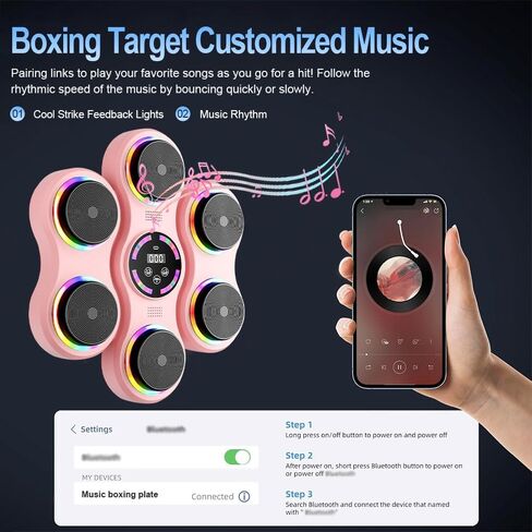 2025 New Music Boxing Machine - Upgraded 2.0 Smart Bluetooth Wall-Mounted Punching Trainer 9 Speeds for Adults & Kids, Audio-Enabled Boxing Fitness Equipment for Home, Office, Gym, Gift (Black) in Saudi Arabia