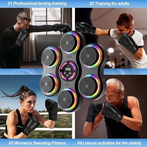 2025 New Music Boxing Machine - Upgraded 2.0 Smart Bluetooth Wall-Mounted Punching Trainer 9 Speeds for Adults & Kids, Audio-Enabled Boxing Fitness Equipment for Home, Office, Gym, Gift (Black) in Saudi Arabia
