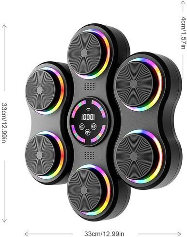 2025 New Music Boxing Machine - Upgraded 2.0 Smart Bluetooth Wall-Mounted Punching Trainer 9 Speeds for Adults & Kids, Audio-Enabled Boxing Fitness Equipment for Home, Office, Gym, Gift (Black) in Saudi Arabia