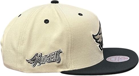 Mitchell & Ness Los Angeles Angels MLB Evergreen Coop Snapback Hat Cap, Cream/Black in Saudi Arabia