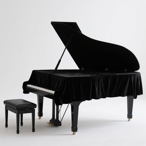 Grand Piano Cover, Velvet Piano Cover Decorative Full black Piano Cloth Sot Bordered Triangle Decorated Protective(62.9.in,160cm) (Black, Velvet，S - 62.99in/160cm) in Saudi Arabia