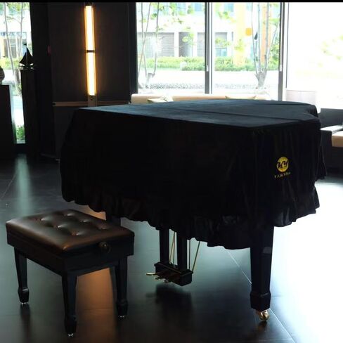 Grand Piano Cover, Velvet Piano Cover Decorative Full black Piano Cloth Sot Bordered Triangle Decorated Protective(62.9.in,160cm) (Black, Velvet，S - 62.99in/160cm) in Saudi Arabia