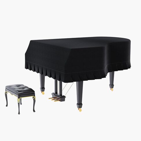 Grand Piano Cover, Velvet Piano Cover Decorative Full black Piano Cloth Sot Bordered Triangle Decorated Protective(62.9.in,160cm) (Black, Velvet，S - 62.99in/160cm) in Saudi Arabia
