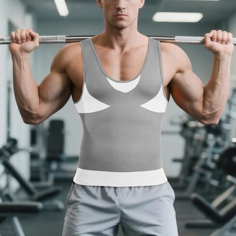 Compression Shirts for Men - Mens Slimming Body Shaper Vest - Tight Tank Top for Men - Compression Shirt Tank Top Grey in Saudi Arabia