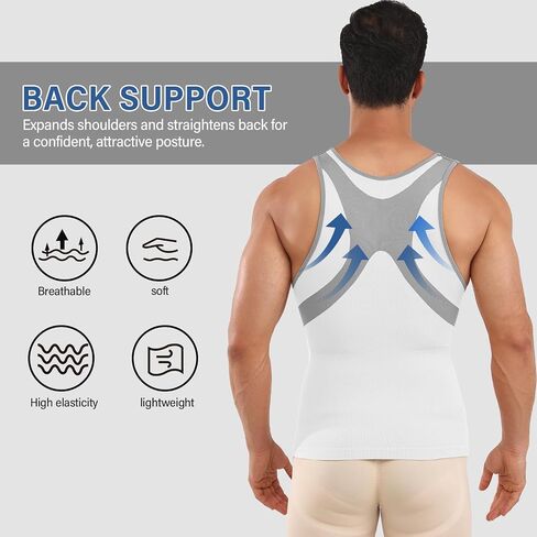 Compression Shirts for Men - Mens Slimming Body Shaper Vest - Tight Tank Top for Men - Compression Shirt Tank Top Grey in Saudi Arabia