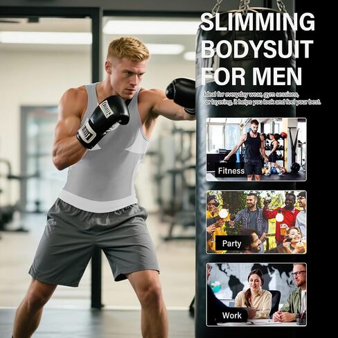 Compression Shirts for Men - Mens Slimming Body Shaper Vest - Tight Tank Top for Men - Compression Shirt Tank Top Grey in Saudi Arabia