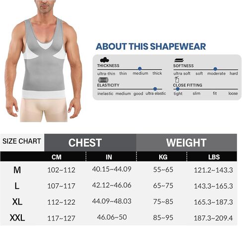 Compression Shirts for Men - Mens Slimming Body Shaper Vest - Tight Tank Top for Men - Compression Shirt Tank Top Grey in Saudi Arabia
