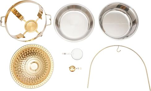 8.5 QT مجموعة بوفيه طبق QT ، وأطباق الغضب من الفولاذ المقاوم للصدأ من 4 عبوات لبوفيه ، ومواقف غذائية الماس الفاخرة الذهب مع غطاء وربط للحفلات ، وآمنة ، وآمنة ، تجميع سريع in Kuwait